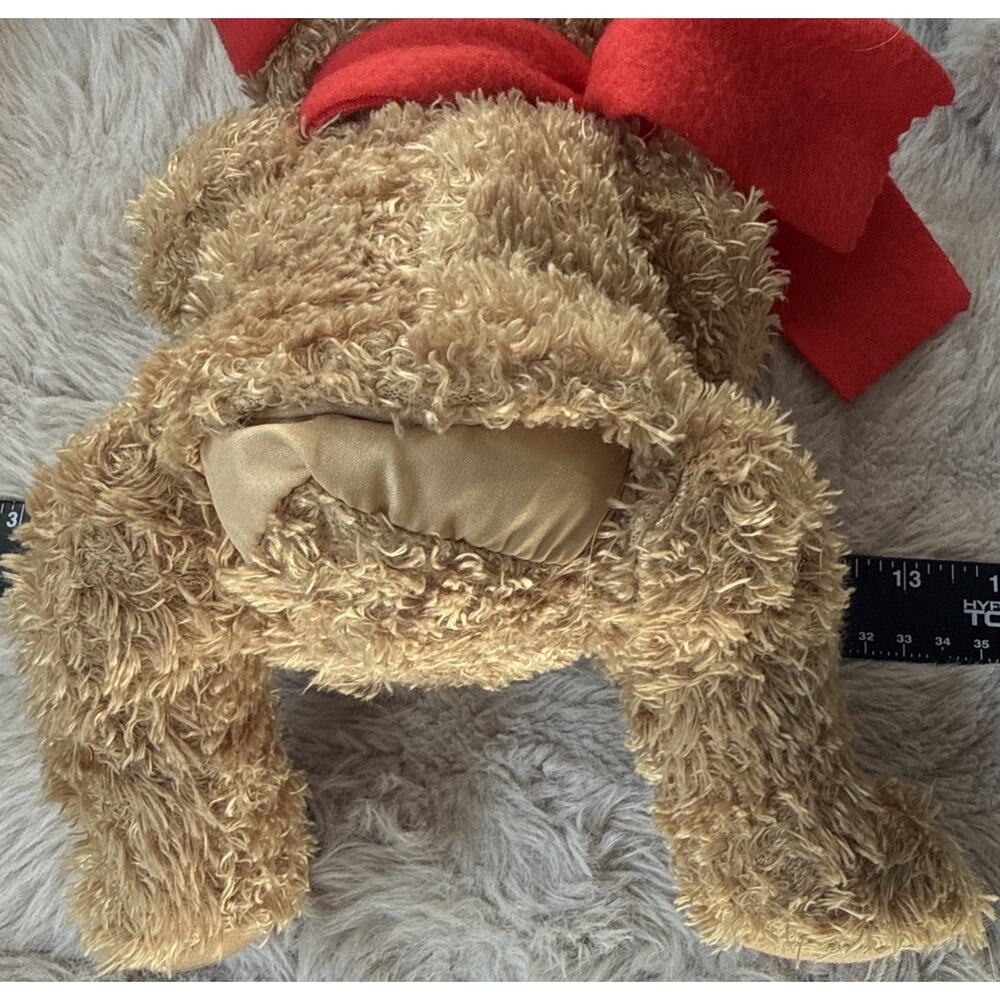 Teddy Bear Hand Puppet Plush w Magnetic Hands Red Hat Scarf Winter Holiday - Picture 6 of 7
